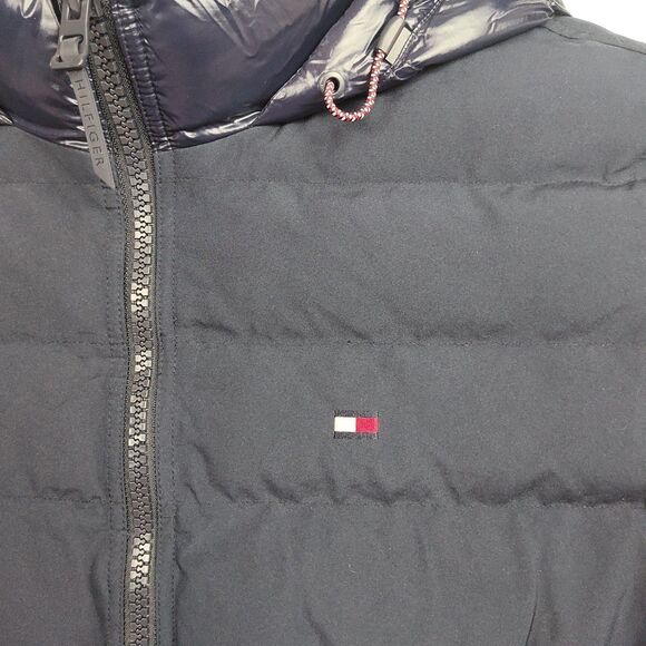 Tommy Hilfiger Puffer Coat Men's XL Navy Blue Full-Zip Hooded Insulated - Picture 3 of 13